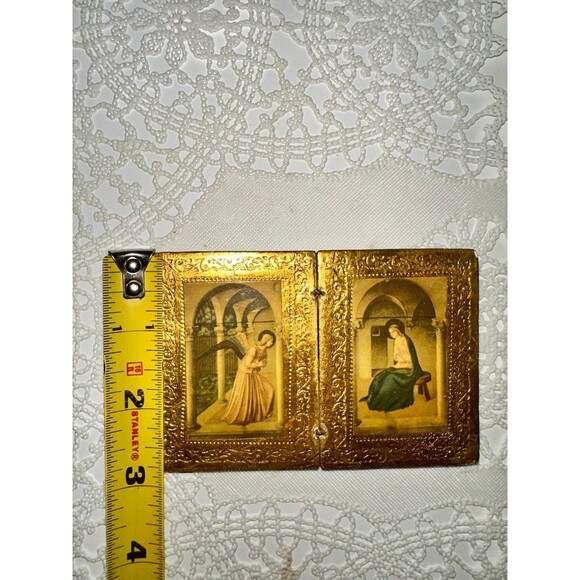 Vintage Gold Folding Frame Religious Decoupage Old World Italy Style - Picture 4 of 4